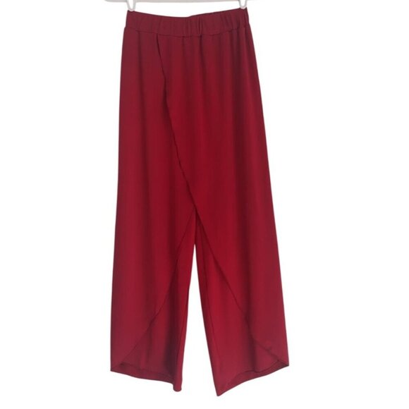 Women's Red Wide Leg Pants with Overlay Front Design, Size M, NWOT - Picture 1 of 7